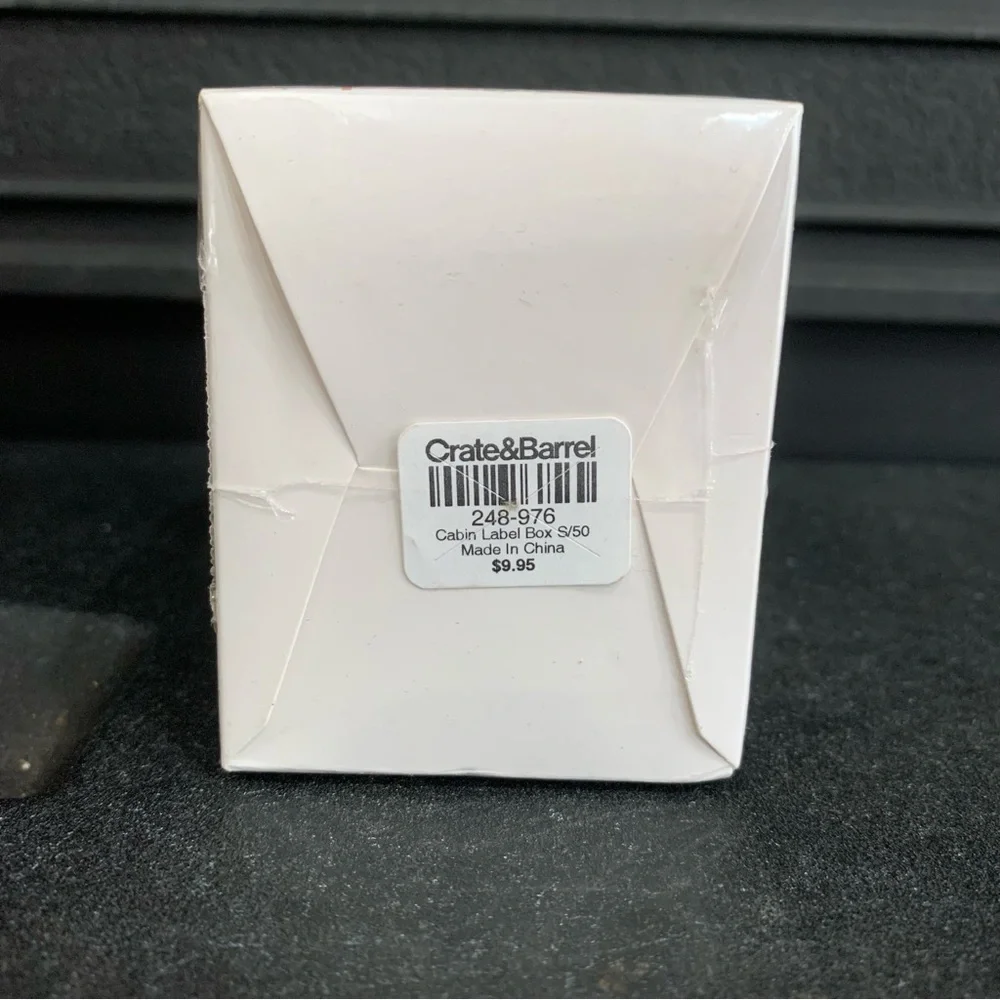 Crate & Barrel Santa Christmas Holiday Gift Tags Cabin Label Box S/50 New